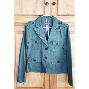 Star Jeans Army Green Women's Jacket Sz Medium Military Vibe Pockets Buttons